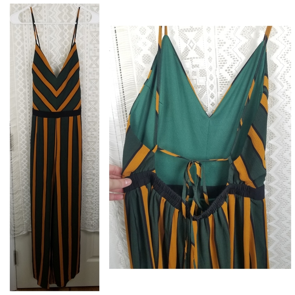 Striped Green and Orange Jumpsuit